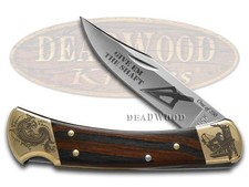 Buck 110 Folding Hunter Knife Give 'Em The Shaft Ebony Wood 1/250 Stainless picture