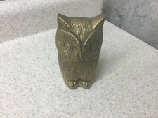 Vintage Solid Brass Owl Figurine MCM DECOR picture