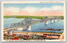 Vintage Kentucky Postcard LOUISVILLE Municipal Bridge 1949 Linen picture