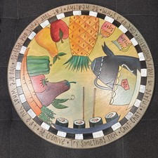 RARE- STICKS 20” Lazy Susan, Handmade Wood-Burned Painted, #9AWPK MSRP $695🔥 picture