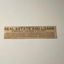 Kimberly Stryker & Manley Real Estate & Loans Est 1881 1888 MN Clipping 5AK9-M15 picture