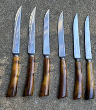 Vintage Burns Bakelite Steak Knives Set 6 w/case Syracuse NY picture
