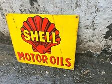 PORCELIAN SHELL MOTOR OILS  ENAMEL SIGN SIZE 18.5X16 INCHES picture