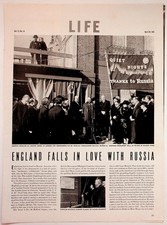 LIFE Magazine WWII England Loves Russia Vintage 1942 Ad Print Stalin Lenin picture