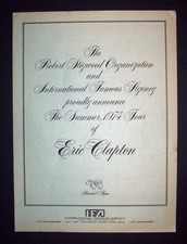 Eric Clapton 461 Ocean Boulevard Era Summer Tour 1974 Short Print Poster Type Ad picture
