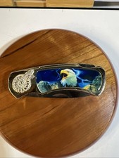 Vintage Eagle Folding Pocket Knife Stainless China Patriotic Bald Eagle Lightnin picture
