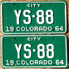 1964 Colorado License Plate Number Tag PAIR Plates - City Truck picture