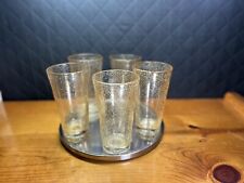 5 VINTAGE HAND BLOWN YELLOW BUBBLE SEED GLASS DRINKING GLASS TUMBLER RARE picture