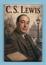 C S LEWIS *2X3 FRIDGE MAGNET* AUTHOR NOVEL CHRONICLES OF NARNIA CHRISTIANITY picture