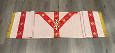 WHITE HUMERAL VEIL WITH RED AND GOLD ACCENTS picture