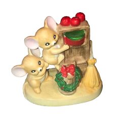 VTG HOMECO Ceramic Christmas Mice Figurine, 2 Mice Climbing Kitchen Cupboard picture