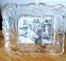 Large MIKASA Picture frame Crystal Wedding  Anniversary  Frosted Rose  15
