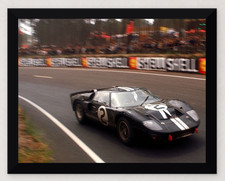 FRAMED '66 FORD GT40 MKII LE MANS WINNER MCLAREN AMOS SHELBY 11X8.5 PHOTO REPROD picture