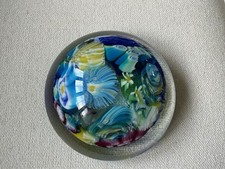 Vintage Murano Art Glass Paperweight Dome Blue picture