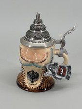 Vintage KING-Werk German Ceramic Lidded Beer Stein Bavarian Dirndl Bust picture