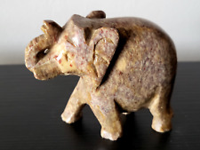 Elephant Figurine Brn/tan 3in Tall India Hand Carved New picture