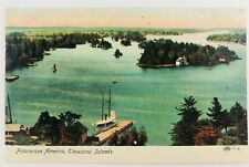 Vintage Picturesque America Thousand Islands New York NY Postcard Lake Boats picture