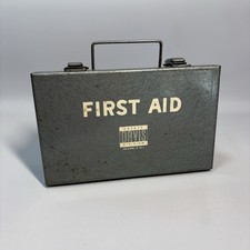 WWII 1940s First Aid Kit Davis Safety Division Complete USA Metal Mounts Vintage picture
