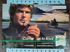 Vintage 1986 KOOL Cigarettes Motorcycle 2-Page Print Ad Come Up To Kool Promo picture