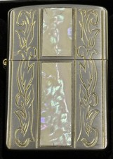 ZIPPO 2006 MOTHER OF PEARL ENGRAVED JAPAN ISSUE LIGHTER UNFIRED IN BOX H599 picture