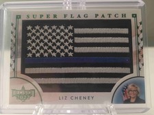 🔥Liz Cheney 2022 Decision BLACK & BLUE SUPER FLAG PATCH HAND NUMBERED /10🔥 picture
