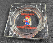 Vintage Nebraska Cornhuskers Herbie Husker Glass Ashtray 4.25” Square picture