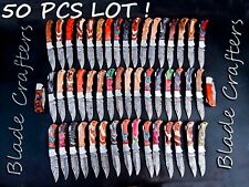 50 PCS LOT FORGED HANDMADE DAMASCUS BLADE POCKET FOLDING KNIFE, POCKET KNIVES, picture