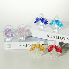 Colorful Crystal Rose Flower Basket Figurines Collectible Glass Flower Ornament picture