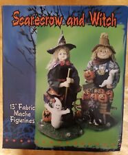 Halloween Scarecrow and Witch 13” Fabric Mache Figures picture