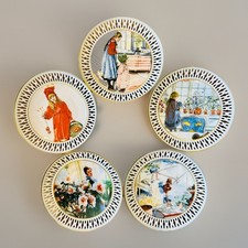 VTG B&G Plates By Carl Larson Set of 5 Reticulated Border 4.5