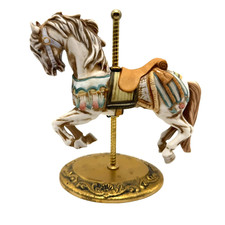 Vintage  Willitts Porcelain & Brass Carousel Horse Figurine picture