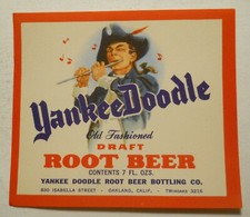ca 1940's Yankee Doodle Draft Root Beer (Oakland, California) bottle label picture