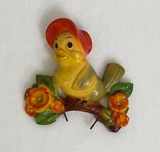 Vintage Chalkware Yellow Bird Hanging Wall Plaque With Hooks Anthropomorphic picture
