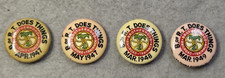 Vtg Lot of 4 Union Pinback Buttons Brotherhood of Railroad Trainmen 1947, 48, 49 picture
