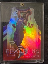 1999-00 EX VINCE CARTER CASE HIT SSP DIE CUT JERSEY E-XCITING INSERT CARD #2/10 picture