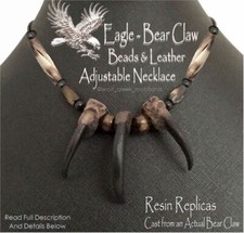 EAGLE BEAR CLAW NECKLACE RUGGED GRIZZLY TRIBAL INDIAN STYLE NATIVE REPLICA  E3' picture