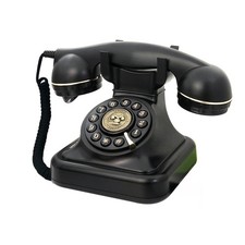 TelPal Black Corded Retro Landline Phone, 1930s Push Button Antique Telephone picture
