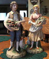 HOMCO  Man and Woman with fruit baskets *VERY RARE And In PRISTINE Condition picture