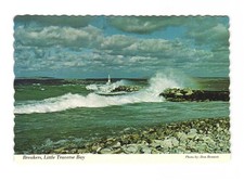 Breakers Little Traverse Bay along harbor break wall at PETOSKEY MI VTG postcard picture