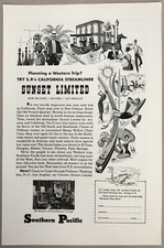 1954 Print Advertisement Full Page - Southern Pacific Sunset Limited. Vintage picture