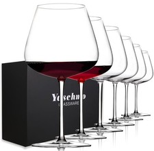 Yaschmo 30OZ Hand Blown Crystal Wine Glasses Burgundy (Pack of 6) picture