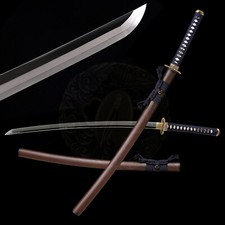 JP Samurai Katana Sword Sharp Clay Tempered L6 Steel Suguha Hamon Razor Sharp  picture