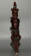Real Nice Tibet Vintage Old Buddhist Carved Wood Skeleton Skull Chitipati Phurba picture