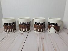 Vintage Taylor & Ng Mugs Set of 4 Coffee Cup Moose Herd Cabin Cottage USA Made picture