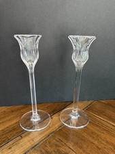 Lenox Harlequin Crystal Candle Holders Pair Clear Candlesticks Set Of 2 picture