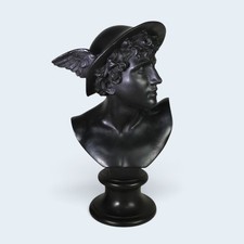 Large 19th C. Wedgwood Black Basalt Bust of Hermes picture