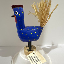 Les Herbert Navajo Folk Art Handcarved Painted Wood Bird chicken Figurine w/ COA picture