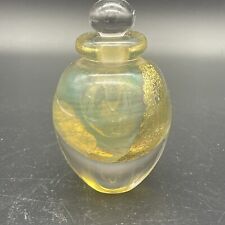 1988 Signed Robert Eickholt Perfume Bottle With Iridescent Blue & Purple Gold picture