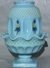 Beautiful Westmoreland Wakefield Baby Blue Milk Glass Hand Painted Fairy Lamp picture