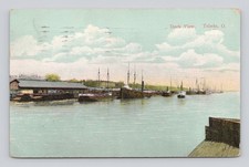 Postcard Dock View Toledo Ohio ~ 1908 picture